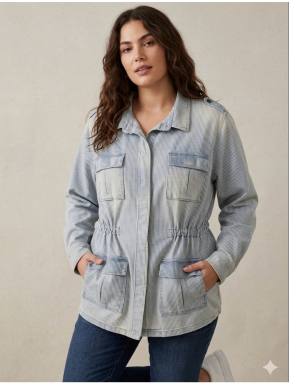 Universal Thread Blue White Striped Utility Jacket XL